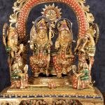 Brass Ram Darbar Stonework Set | 16" x 11.5" x 7.5" (40.6 x 29.2 x 19 cm) | 14.94 kg Complete Divine Family | Premium Temple Grade Murti